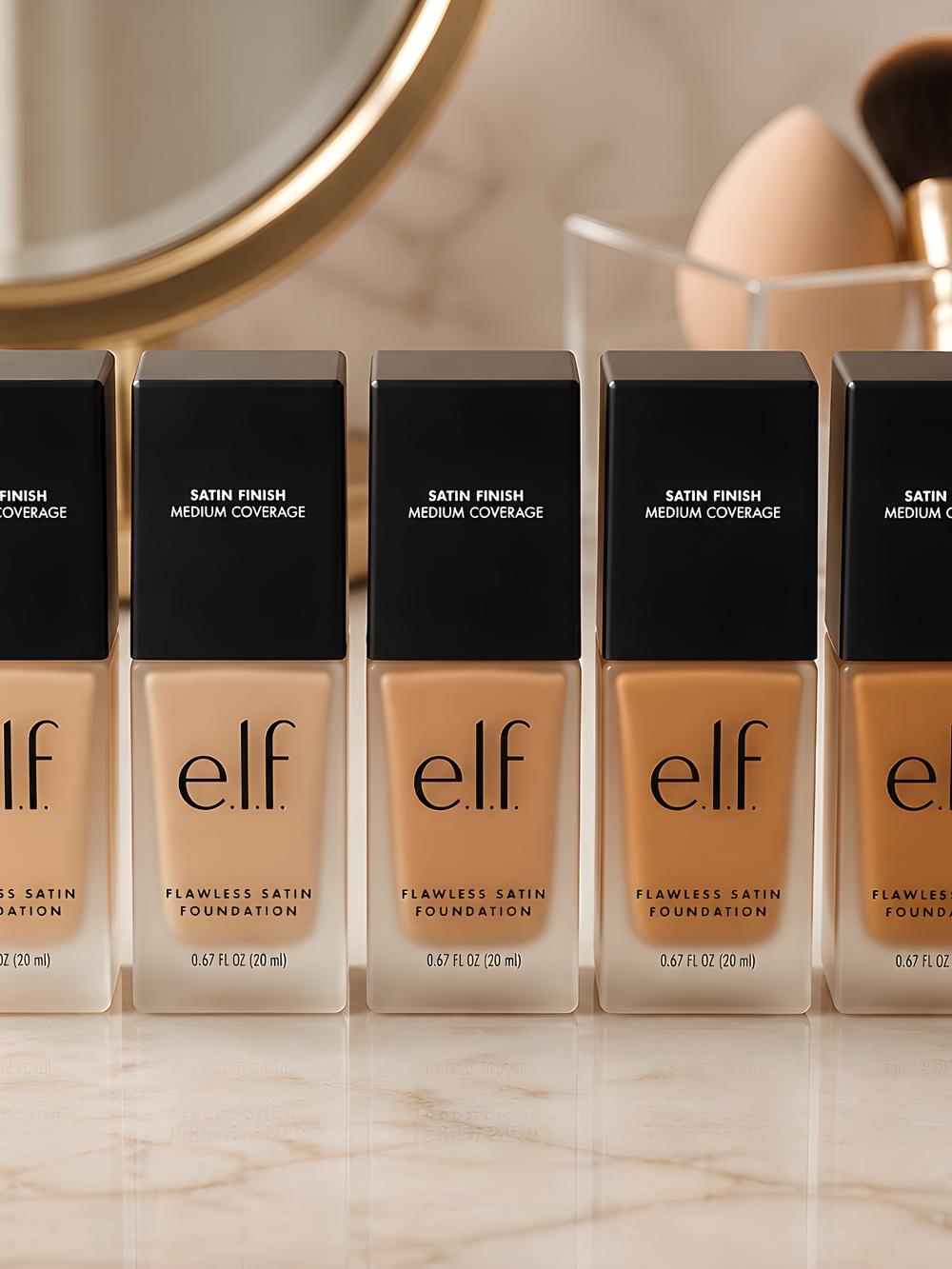 e.l.f. Flawless Foundation - Honey/Satin Finish. Set Of 5
